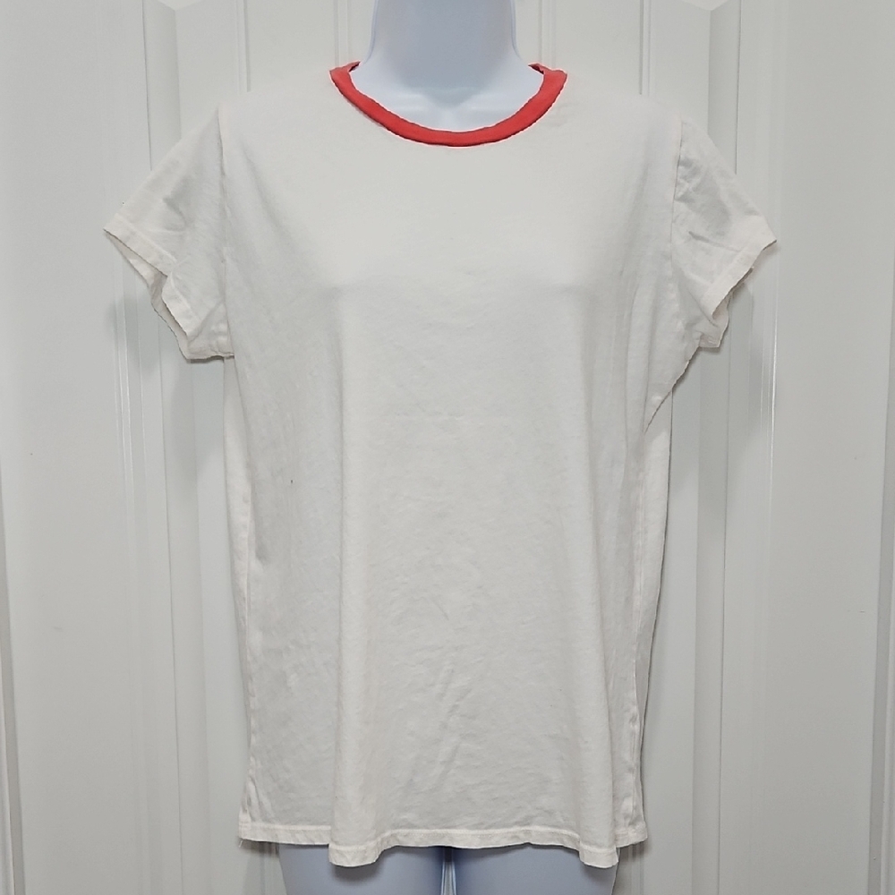 Michael Lauren Ringer White Tee with Red Trim